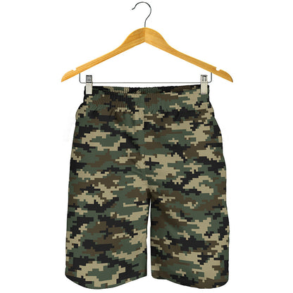 Army Green Digital Camo Pattern Print Men's Shorts