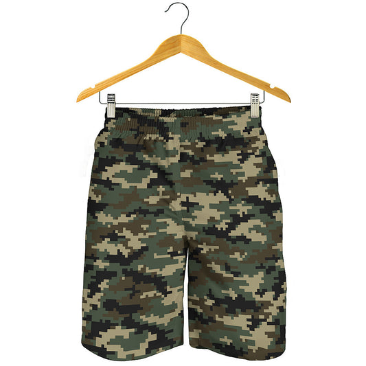 Army Green Digital Camo Pattern Print Men's Shorts