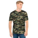 Army Green Digital Camo Pattern Print Men's T-Shirt