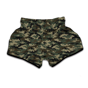 Army Green Digital Camo Pattern Print Muay Thai Boxing Shorts