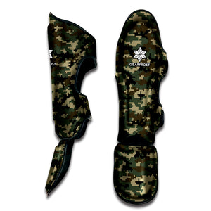 Army Green Digital Camo Pattern Print Muay Thai Shin Guard