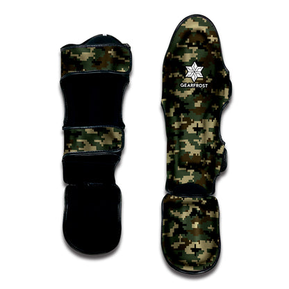 Army Green Digital Camo Pattern Print Muay Thai Shin Guard