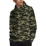 Army Green Digital Camo Pattern Print Pullover Hoodie
