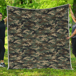 Army Green Digital Camo Pattern Print Quilt