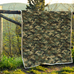 Army Green Digital Camo Pattern Print Quilt