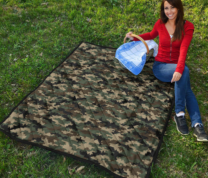 Army Green Digital Camo Pattern Print Quilt