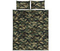 Army Green Digital Camo Pattern Print Quilt Bed Set