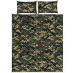 Army Green Digital Camo Pattern Print Quilt Bed Set