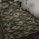 Army Green Digital Camo Pattern Print Quilt Bed Set