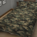 Army Green Digital Camo Pattern Print Quilt Bed Set