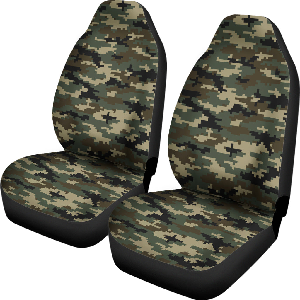 Army Green Digital Camo Pattern Print Universal Fit Car Seat Covers