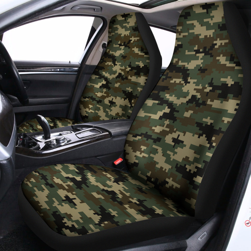 Army Green Digital Camo Pattern Print Universal Fit Car Seat Covers