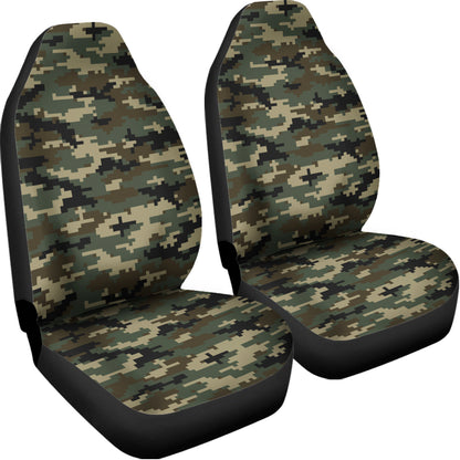 Army Green Digital Camo Pattern Print Universal Fit Car Seat Covers