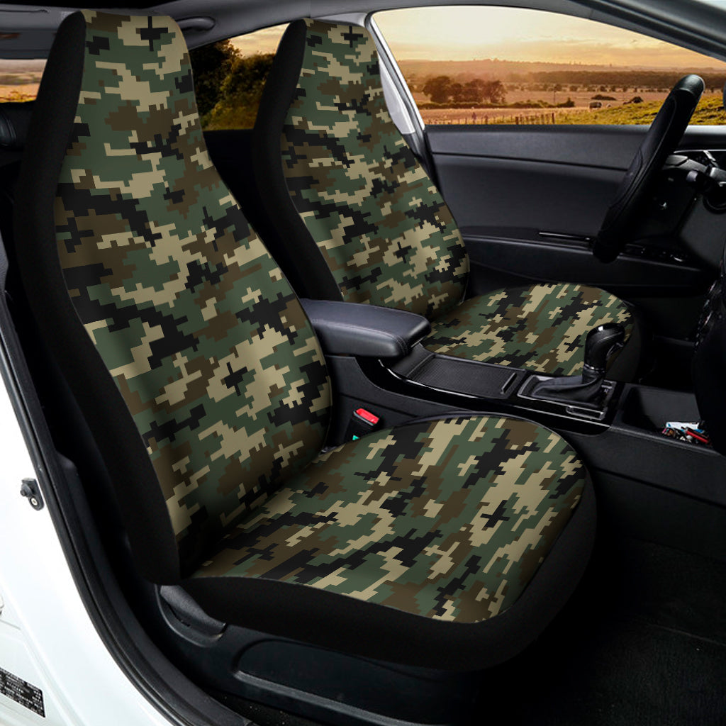 Army Green Digital Camo Pattern Print Universal Fit Car Seat Covers