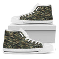 Army Green Digital Camo Pattern Print White High Top Sneakers