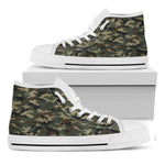 Army Green Digital Camo Pattern Print White High Top Shoes