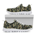 Army Green Digital Camo Pattern Print White Running Shoes