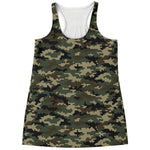 Army Green Digital Camo Pattern Print Women's Racerback Tank Top