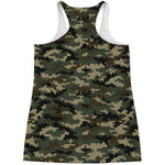 Army Green Digital Camo Pattern Print Women's Racerback Tank Top
