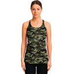 Army Green Digital Camo Pattern Print Women's Racerback Tank Top