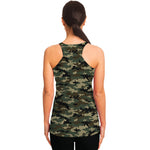 Army Green Digital Camo Pattern Print Women's Racerback Tank Top