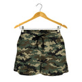 Army Green Digital Camo Pattern Print Women's Shorts
