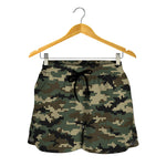 Army Green Digital Camo Pattern Print Women's Shorts
