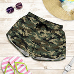Army Green Digital Camo Pattern Print Women's Shorts