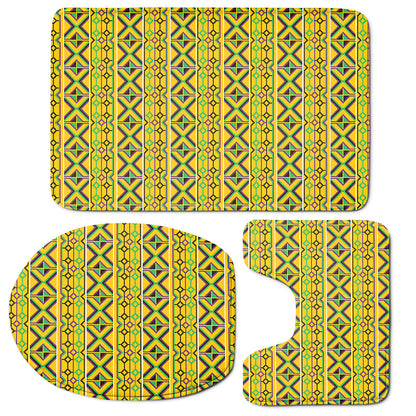 Asante Kente Pattern Print 3 Piece Bath Mat Set