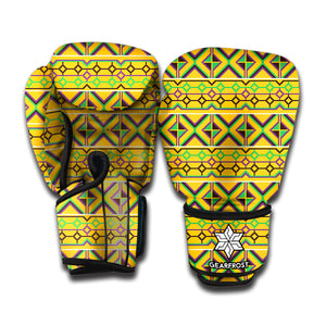 Asante Kente Pattern Print Boxing Gloves