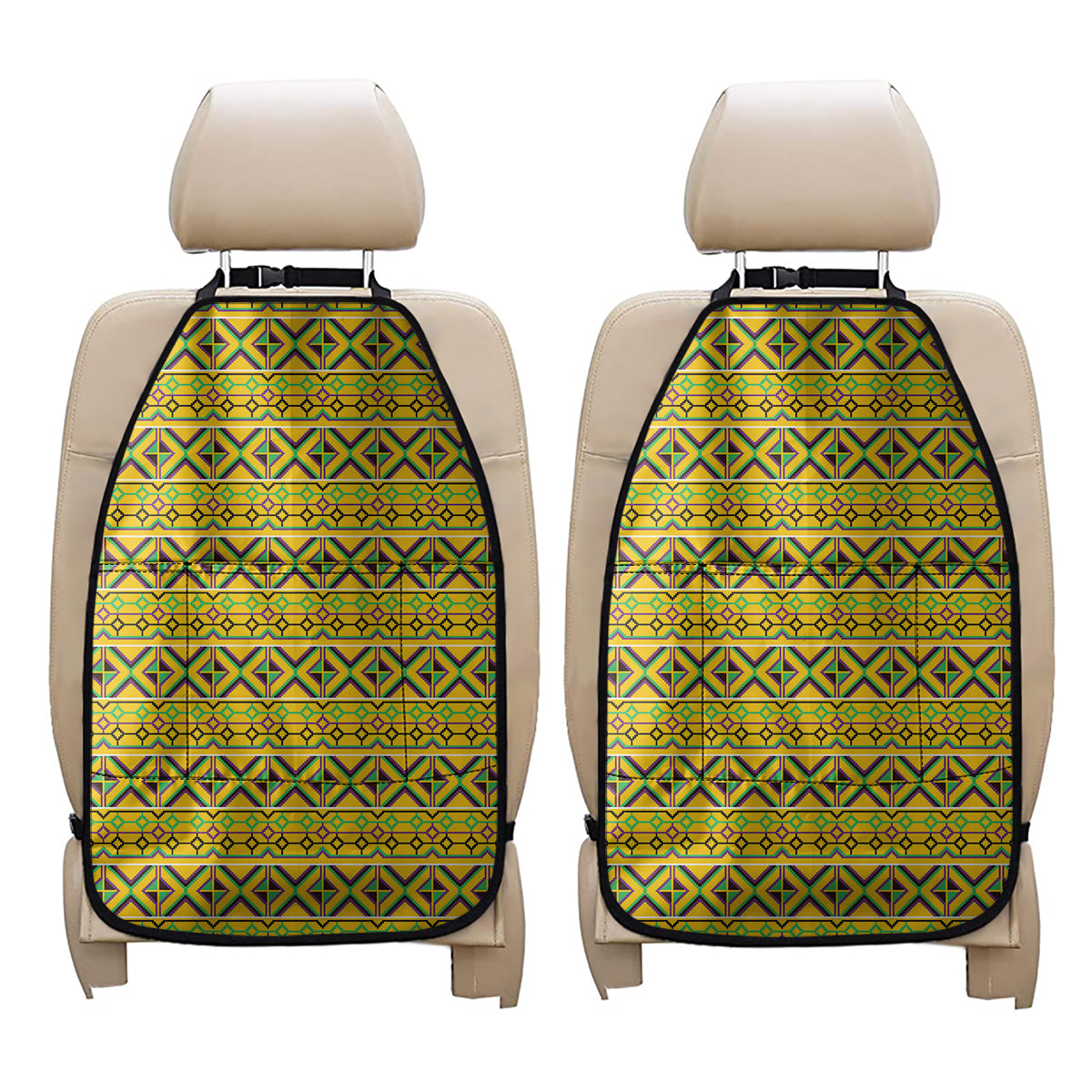 Asante Kente Pattern Print Car Seat Organizers