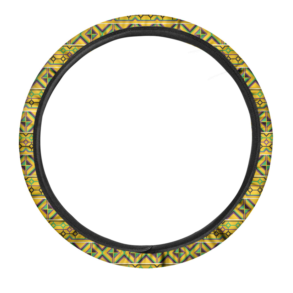 Asante Kente Pattern Print Car Steering Wheel Cover