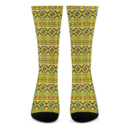 Asante Kente Pattern Print Crew Socks