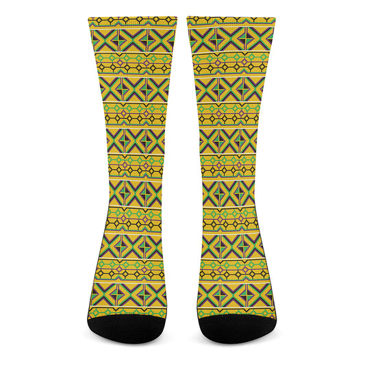 Asante Kente Pattern Print Crew Socks