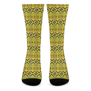 Asante Kente Pattern Print Crew Socks