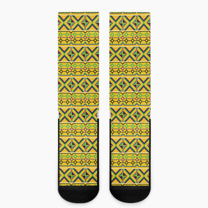 Asante Kente Pattern Print Crew Socks