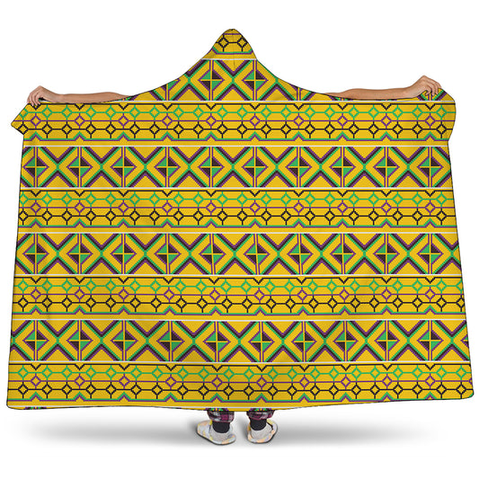 Asante Kente Pattern Print Hooded Blanket