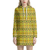 Asante Kente Pattern Print Hoodie Dress