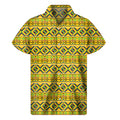 Asante Kente Pattern Print Men's Short Sleeve Shirt