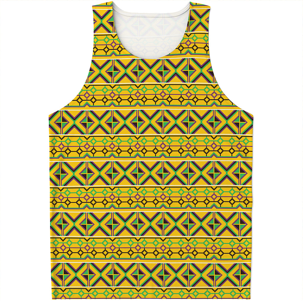 Asante Kente Pattern Print Men's Tank Top