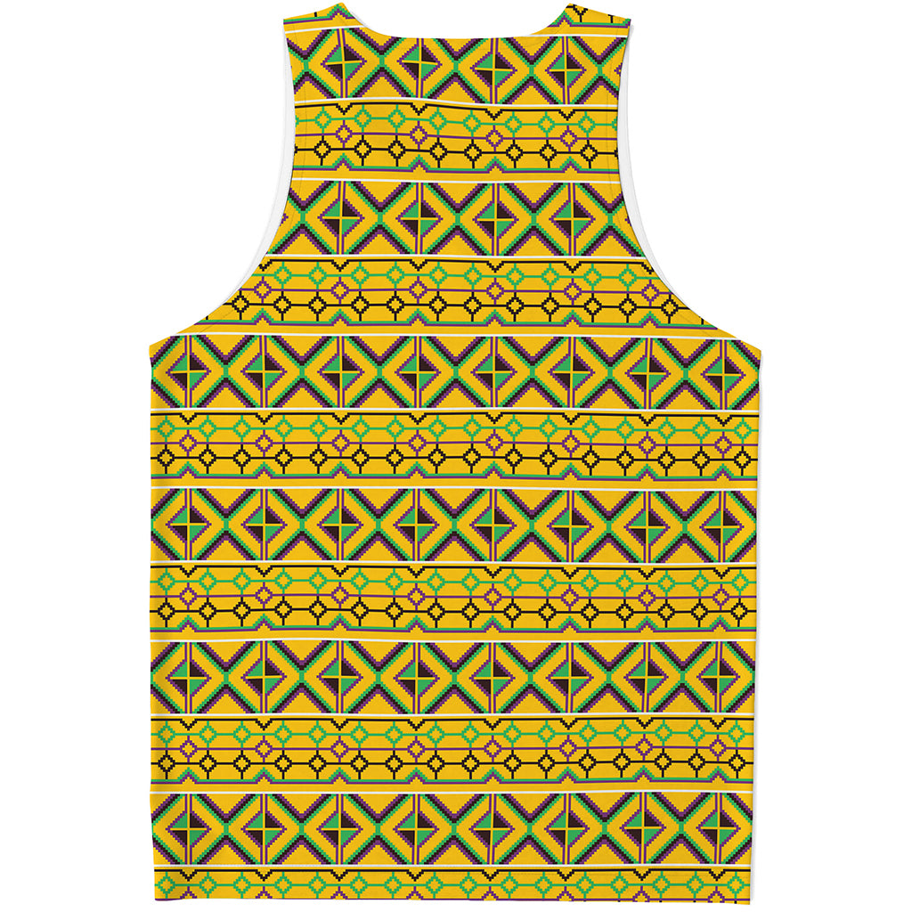 Asante Kente Pattern Print Men's Tank Top