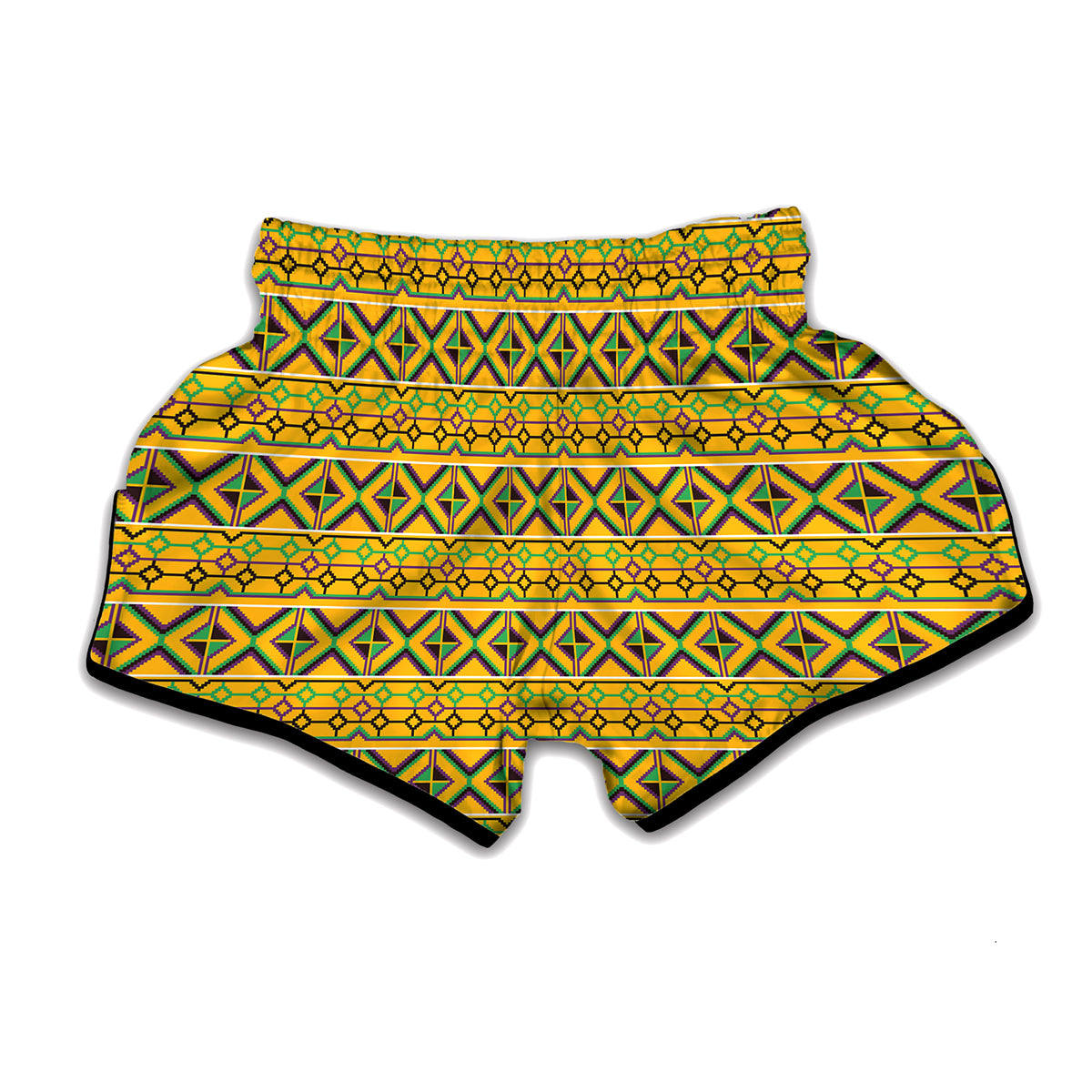 Asante Kente Pattern Print Muay Thai Boxing Shorts