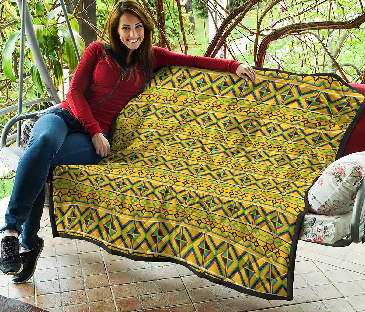 Asante Kente Pattern Print Quilt