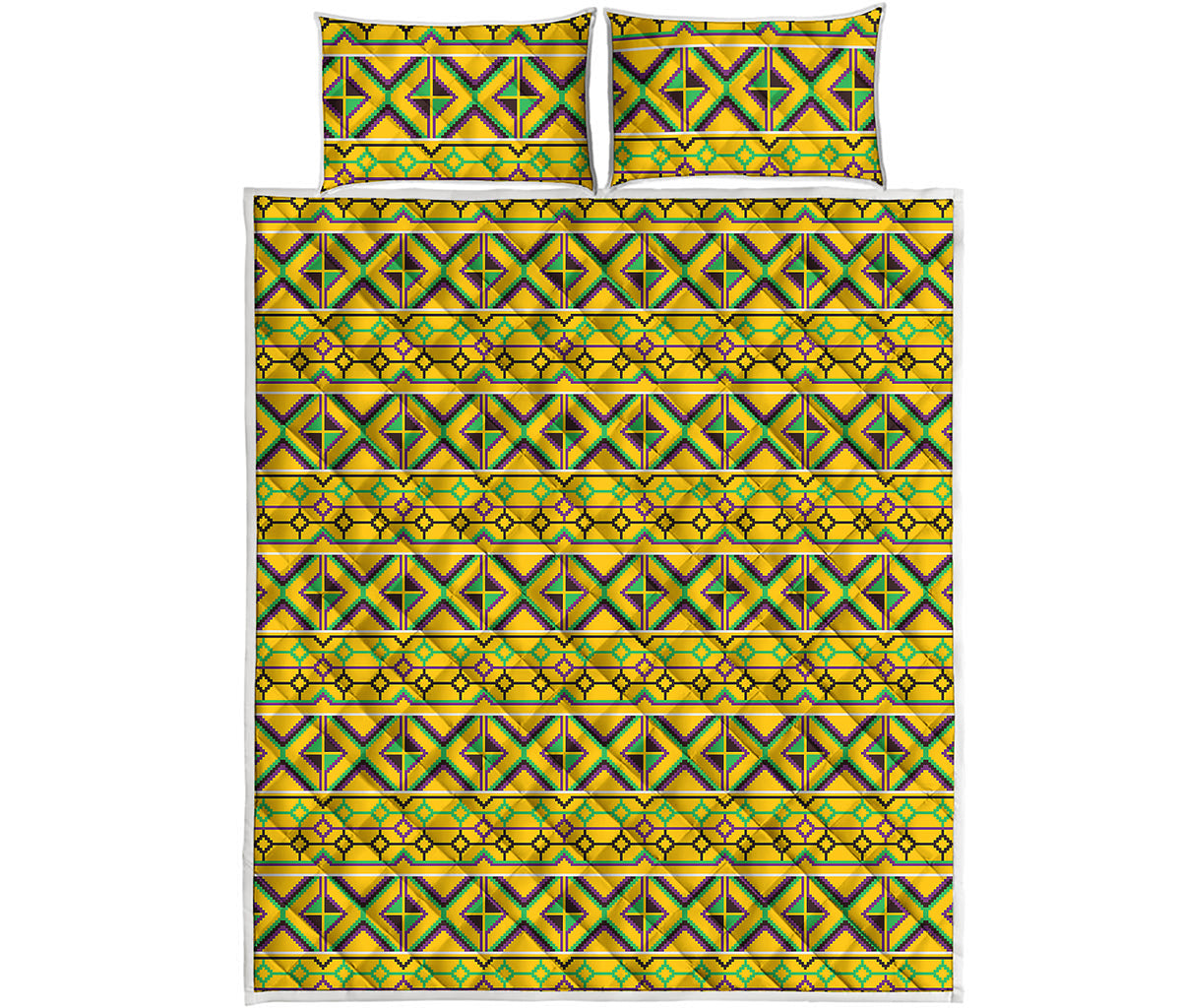 Asante Kente Pattern Print Quilt Bed Set