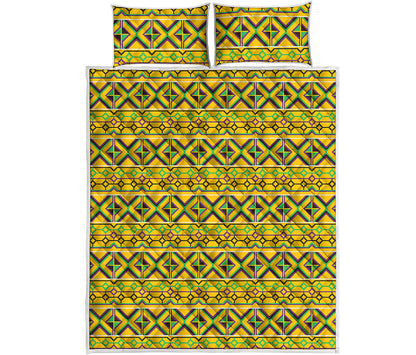 Asante Kente Pattern Print Quilt Bed Set