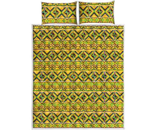 Asante Kente Pattern Print Quilt Bed Set