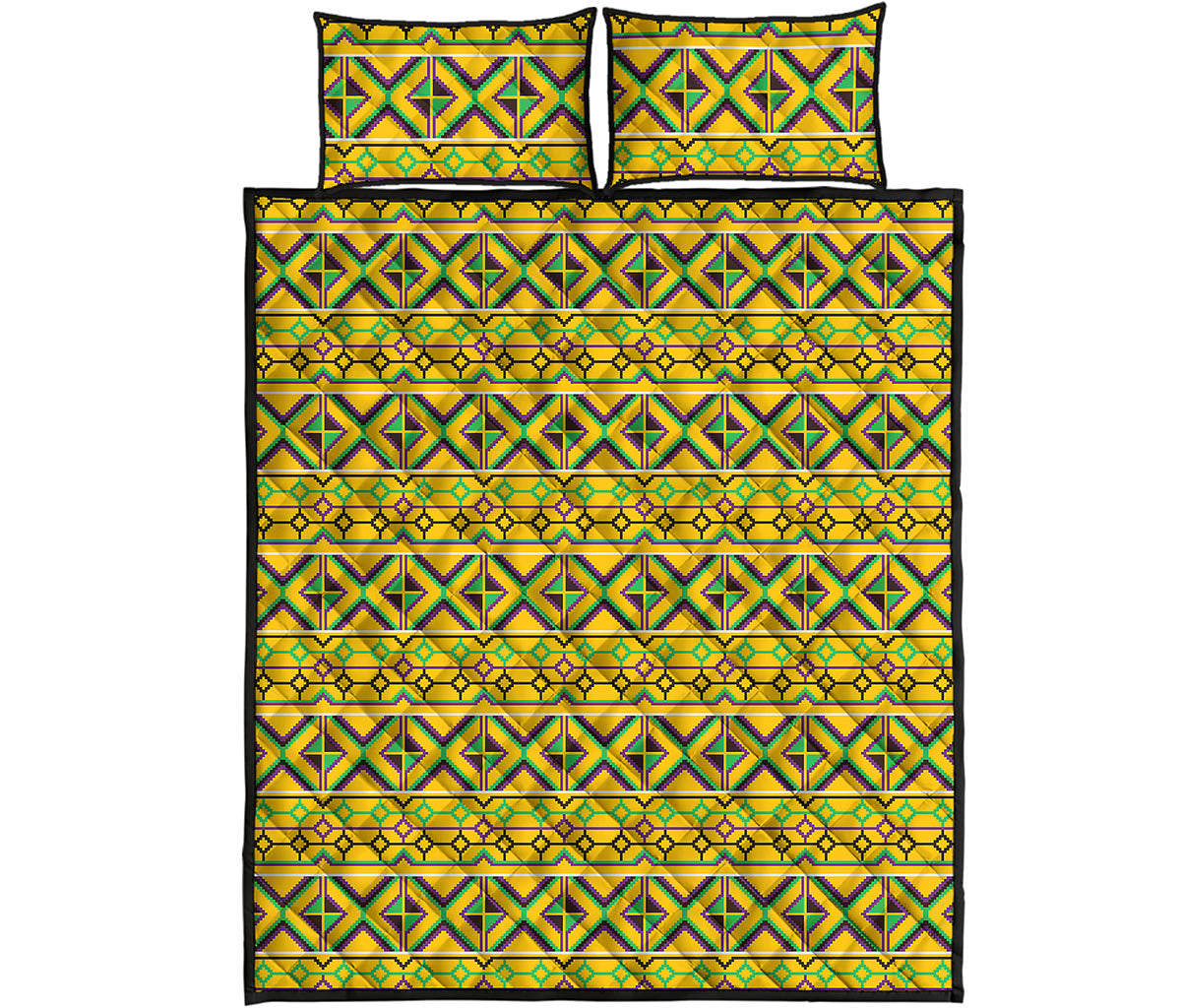 Asante Kente Pattern Print Quilt Bed Set