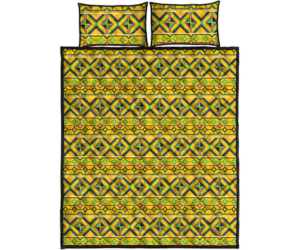 Asante Kente Pattern Print Quilt Bed Set