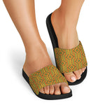 Ashanti Kente Pattern Print Black Slide Sandals