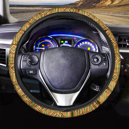 Ashanti Kente Pattern Print Car Steering Wheel Cover